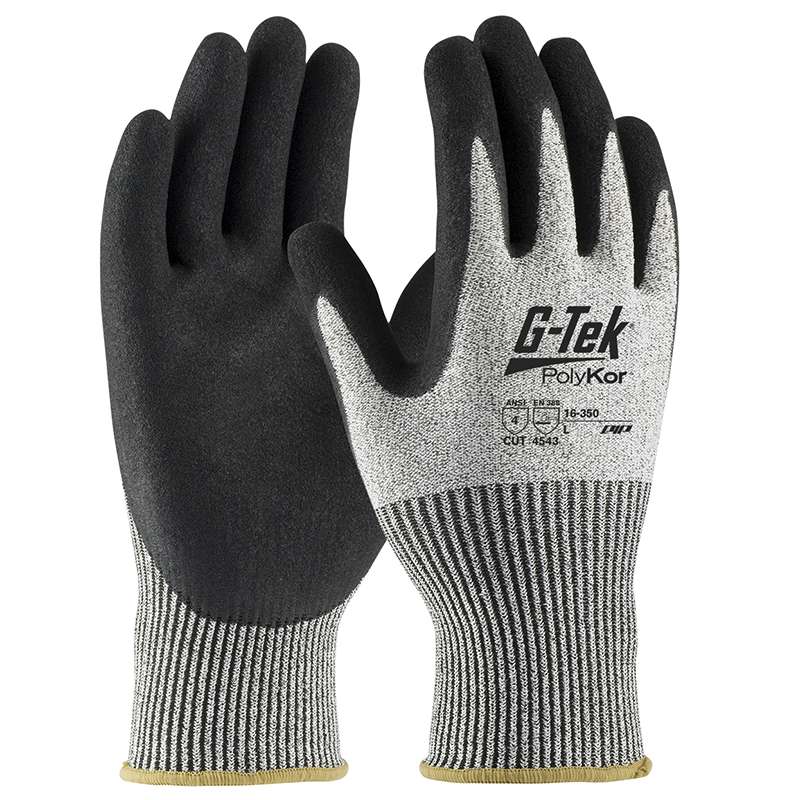 G-Tek Polykor S&P 13G Blend Shell, Black Nitrile Coated Cut-Resistant Gloves,  A4, Large, 6 Dozens per Case